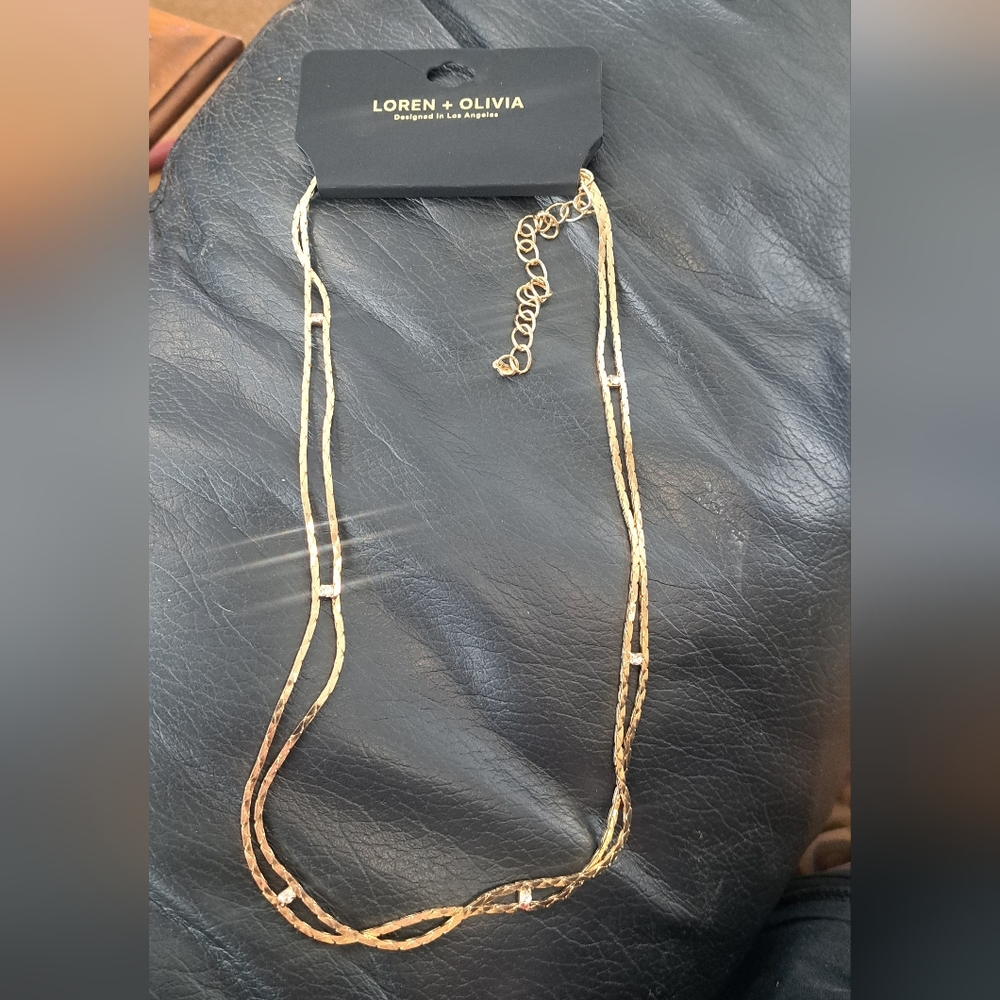 Loren + Olivia Chunky Double Strand Crystal Necklace-Adjustable 15" Ext